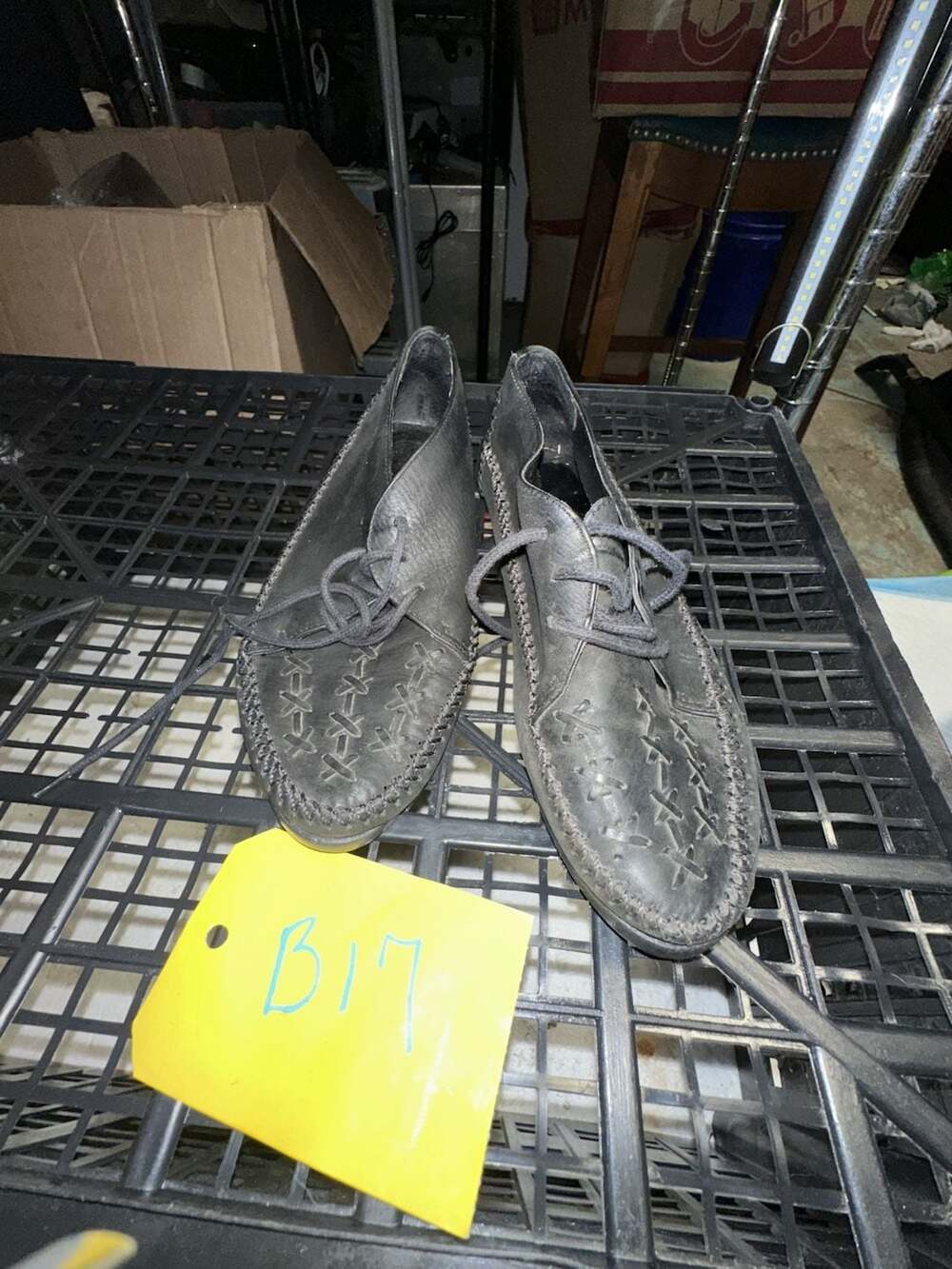 Bass Black Leather Woven Moccasin Shoes Size 5M